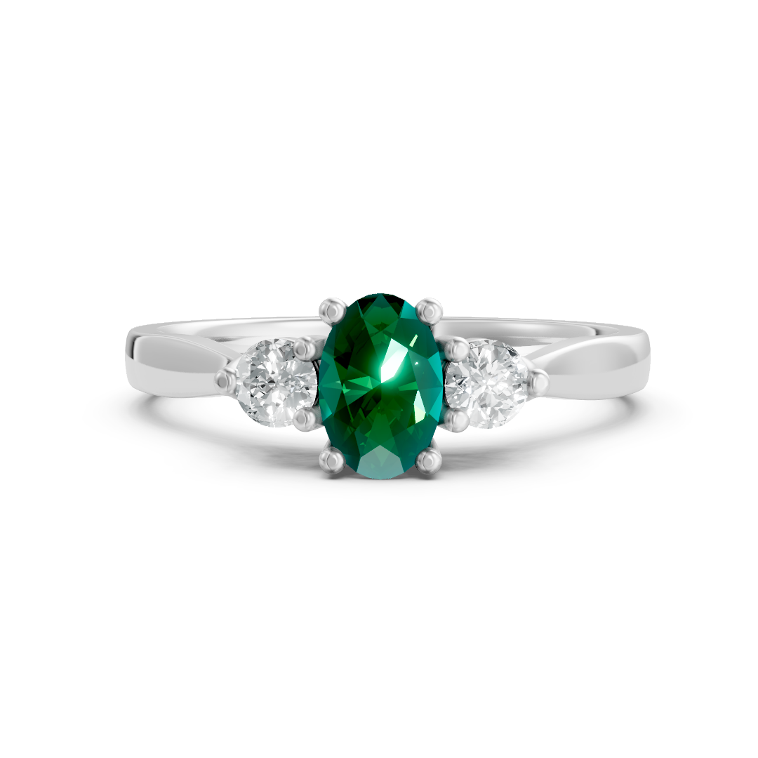 Lab Grown Gemstone & Diamond Trilogy Ring