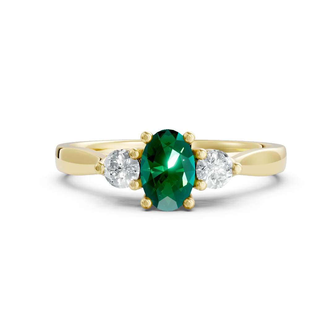 Lab Grown Gemstone & Diamond Trilogy Ring