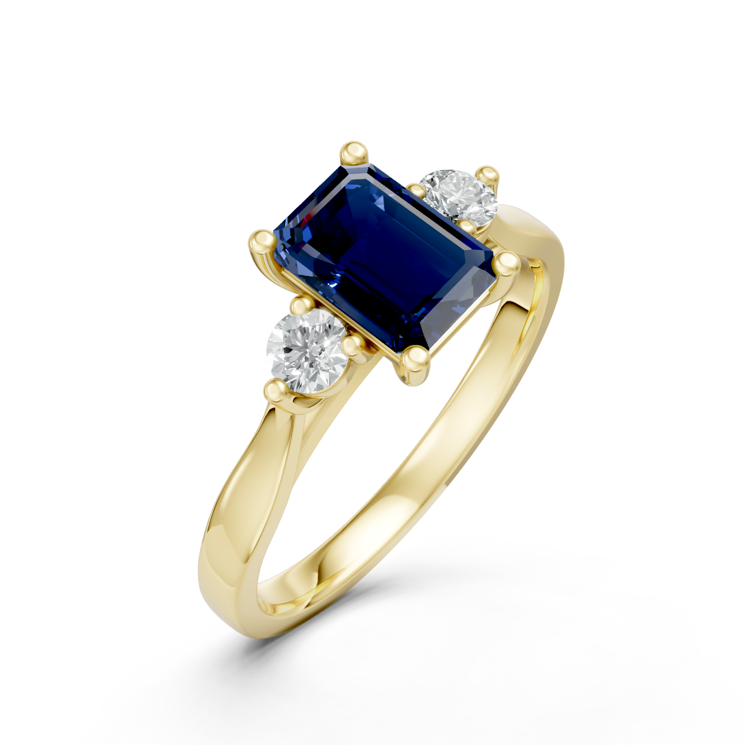 Lab Grown Gemstone & Diamond Trilogy Ring