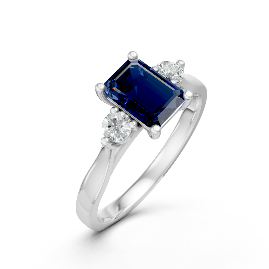 Lab Grown Gemstone & Diamond Trilogy Ring