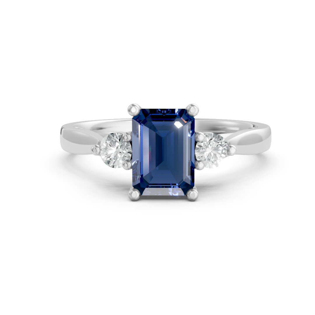 Lab Grown Gemstone & Diamond Trilogy Ring