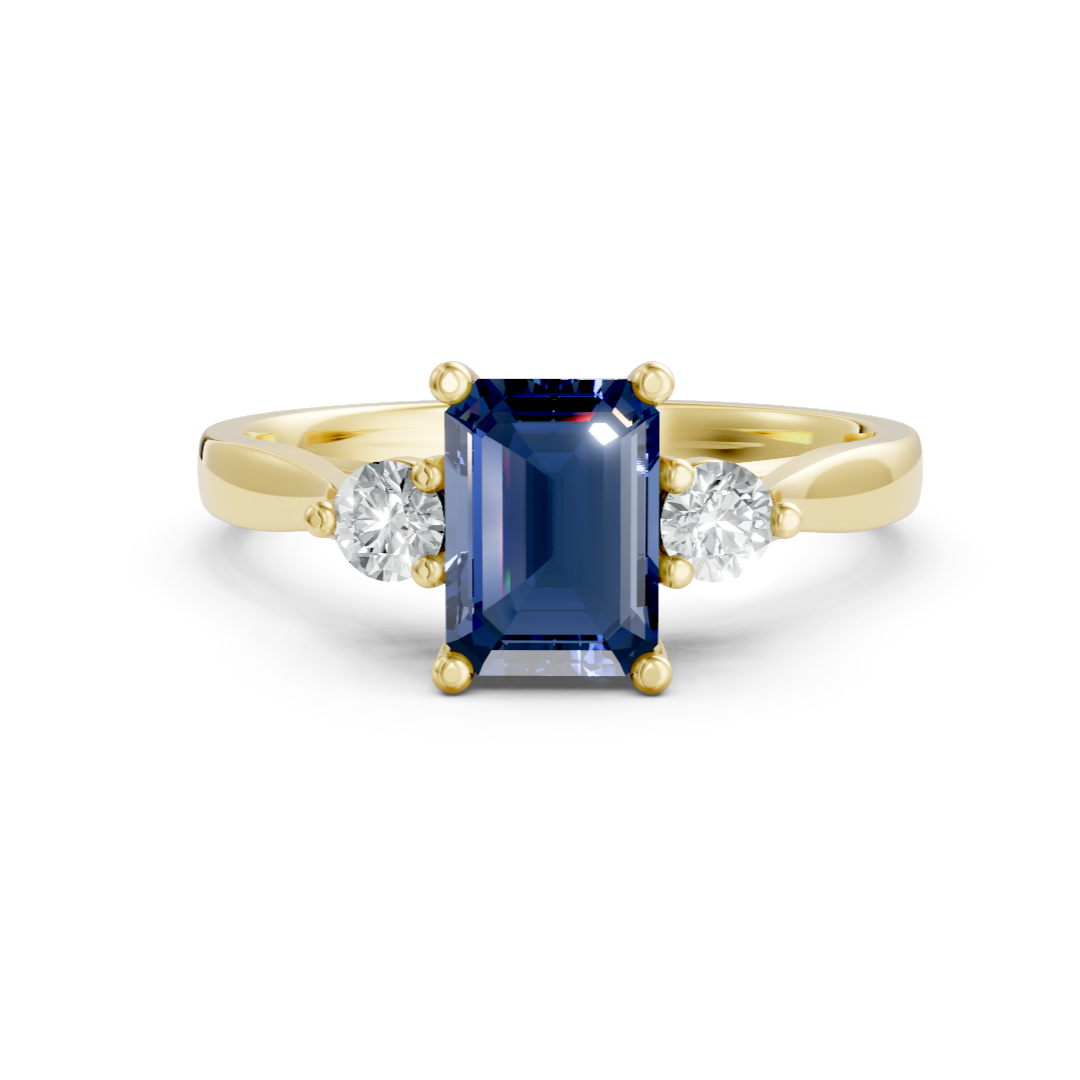 Lab Grown Gemstone & Diamond Trilogy Ring