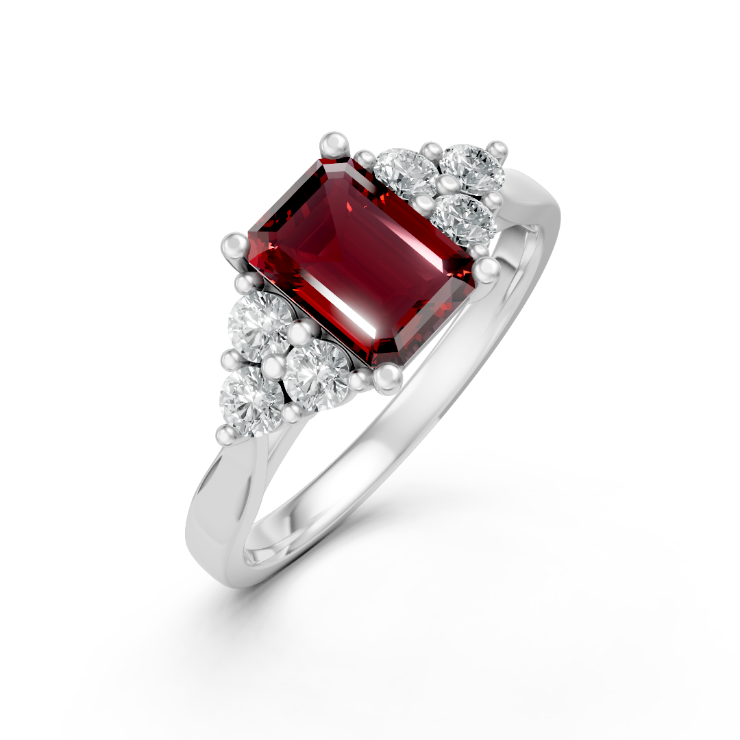 Lab Grown Gemstone & Diamond Trefoil Ring