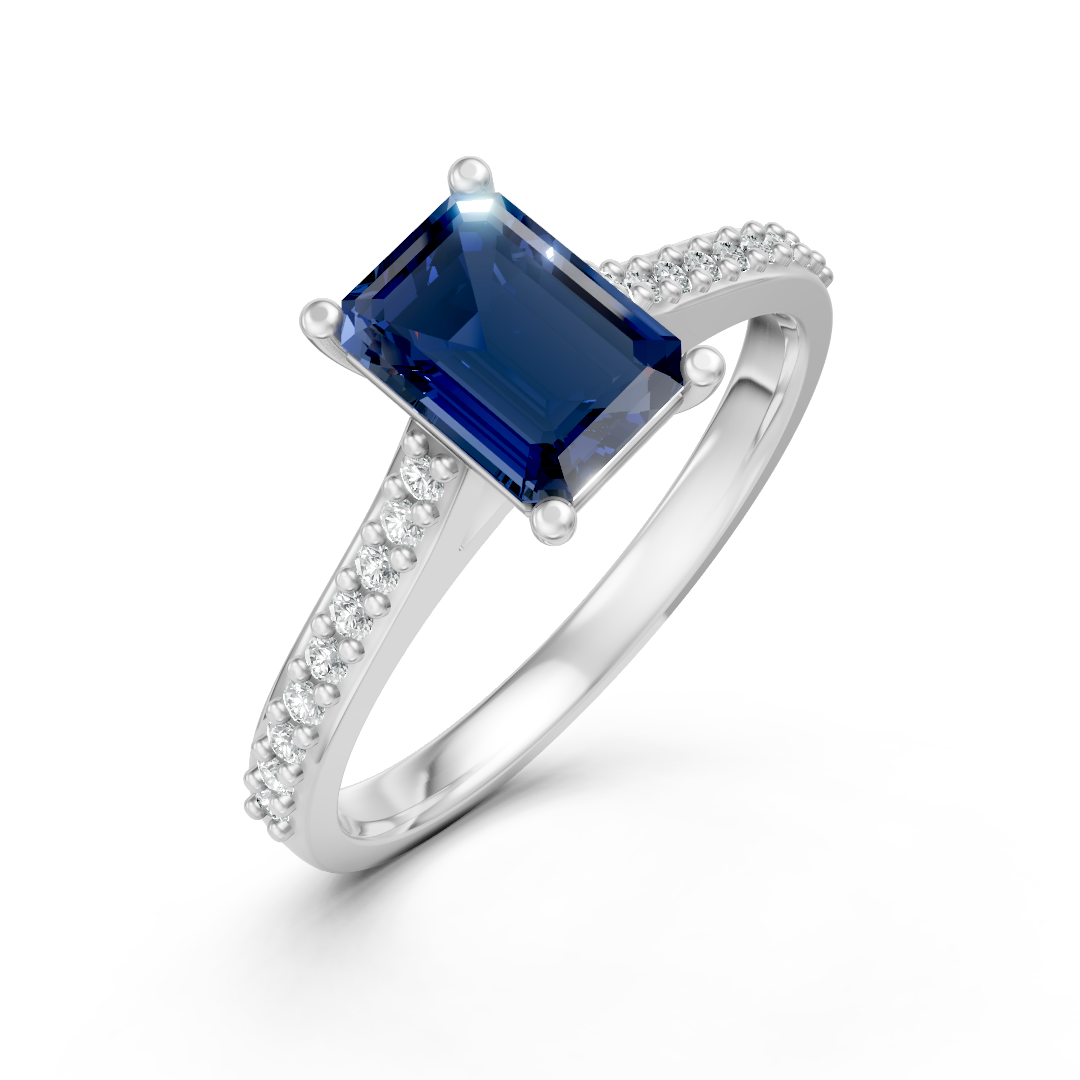 Lab Grown Gemstone & Diamond Set Shoulder Ring