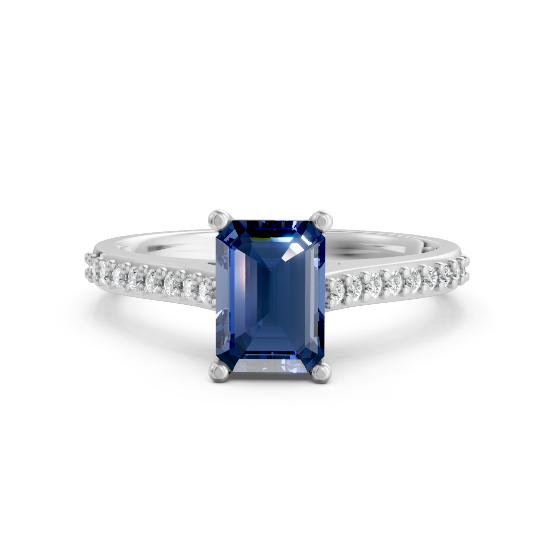 Lab Grown Gemstone & Diamond Set Shoulder Ring