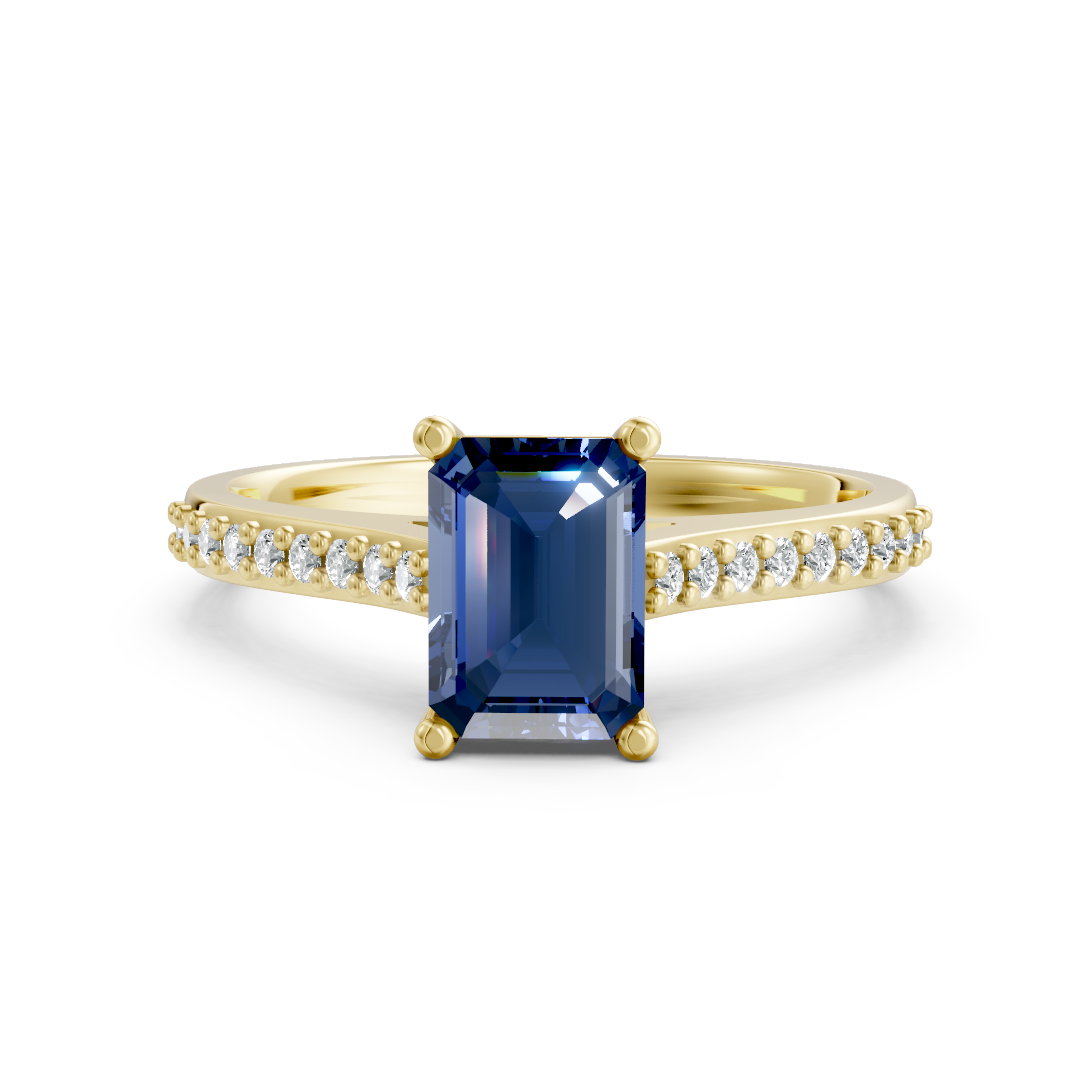 Lab Grown Gemstone & Diamond Set Shoulder Ring
