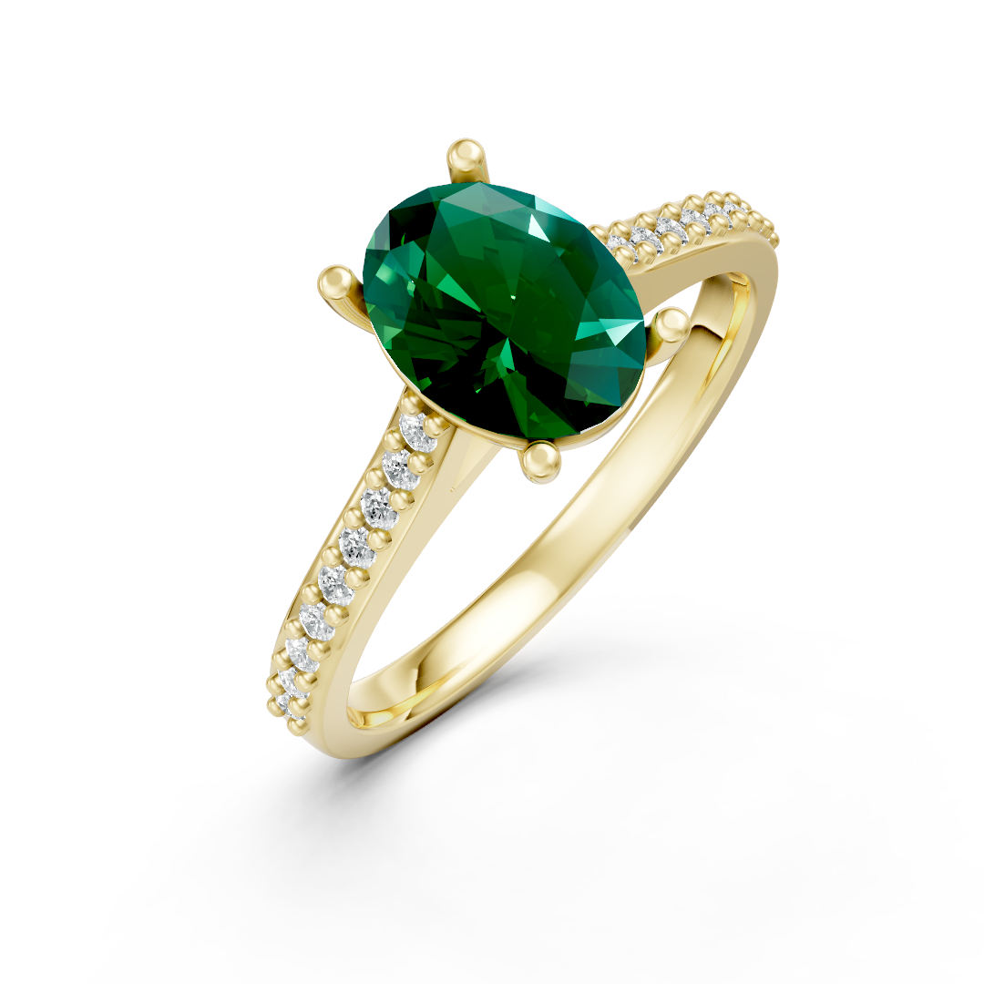 Lab Grown Gemstone & Diamond Set Shoulder Ring