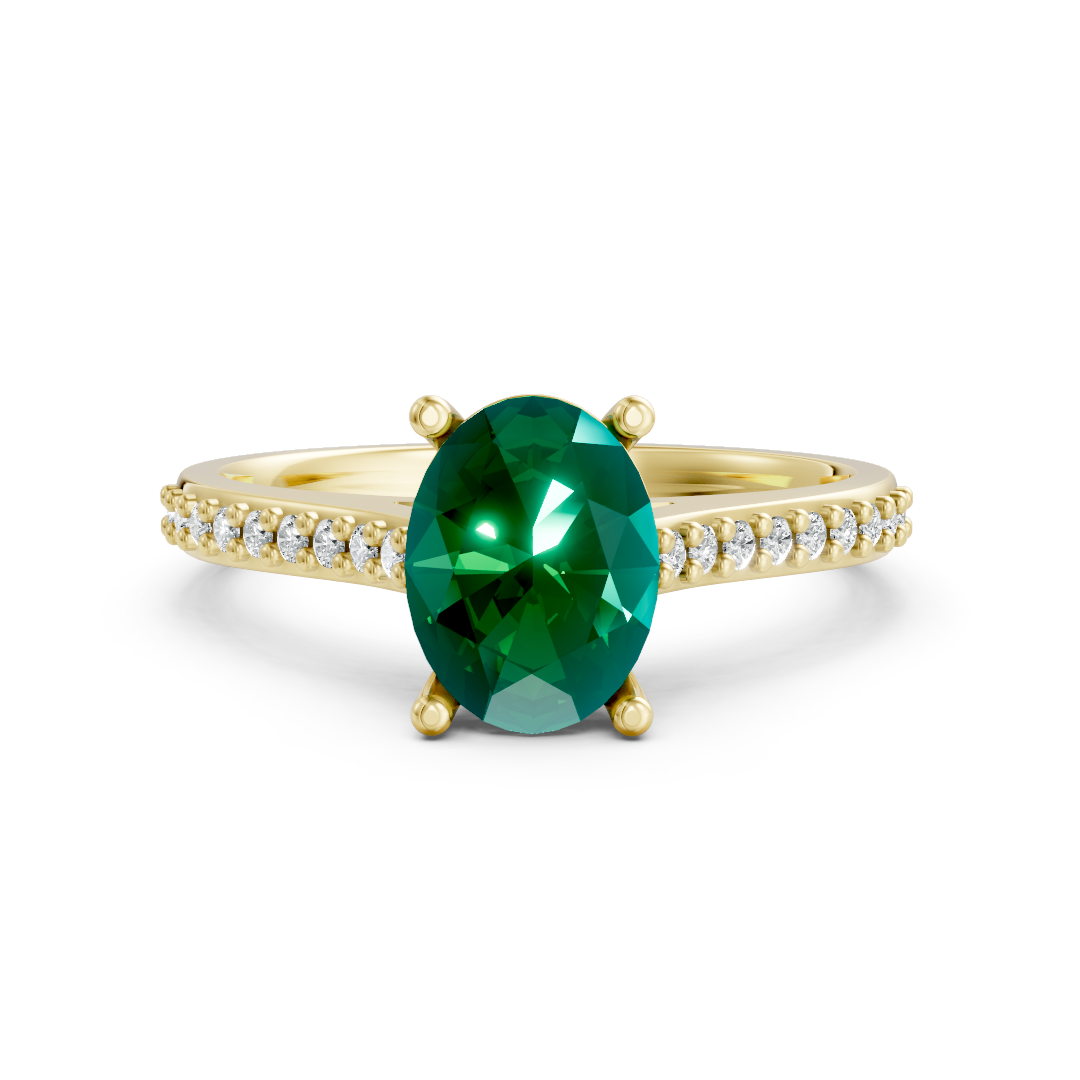 Lab Grown Gemstone & Diamond Set Shoulder Ring