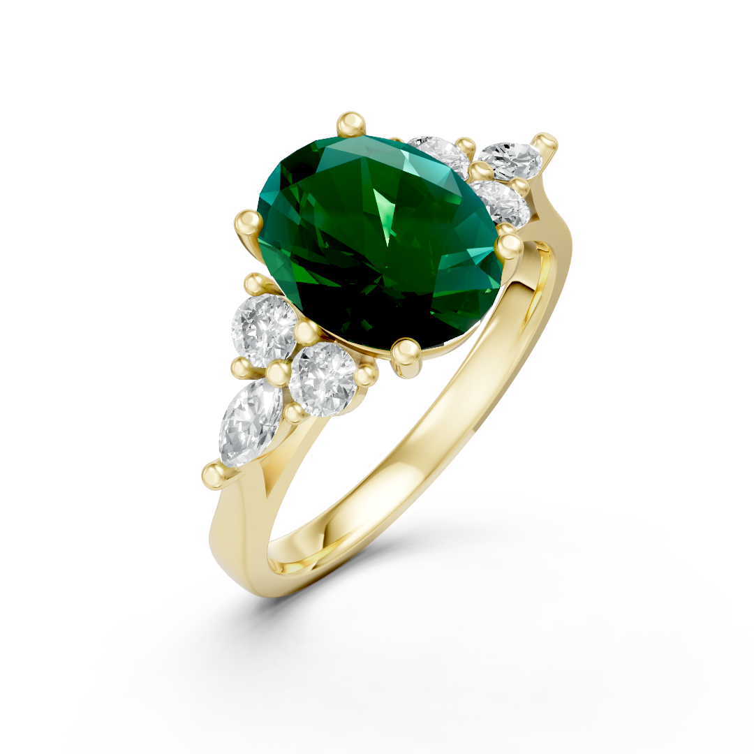 Lab Grown Gemstone & Diamond Trefoil Ring