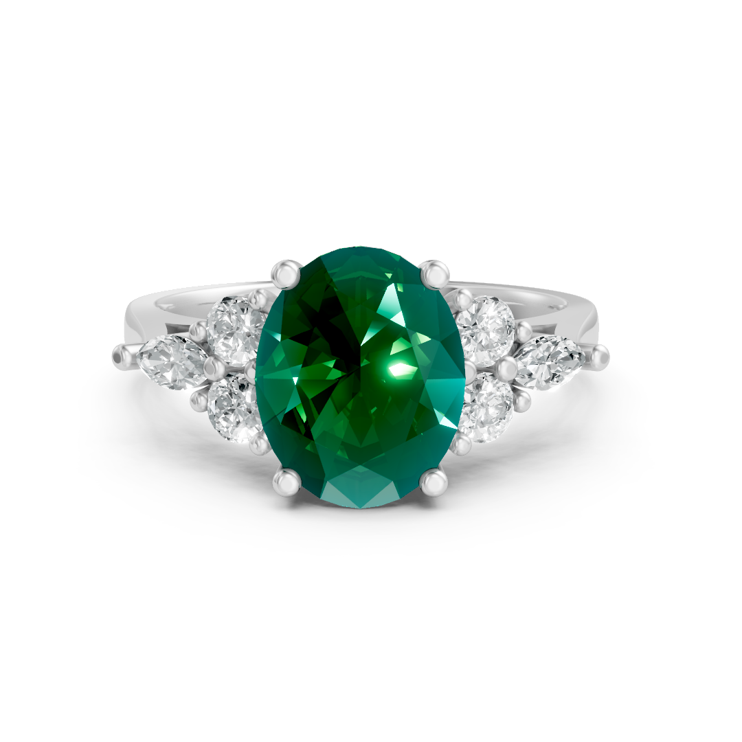 Lab Grown Gemstone & Diamond Trefoil Ring