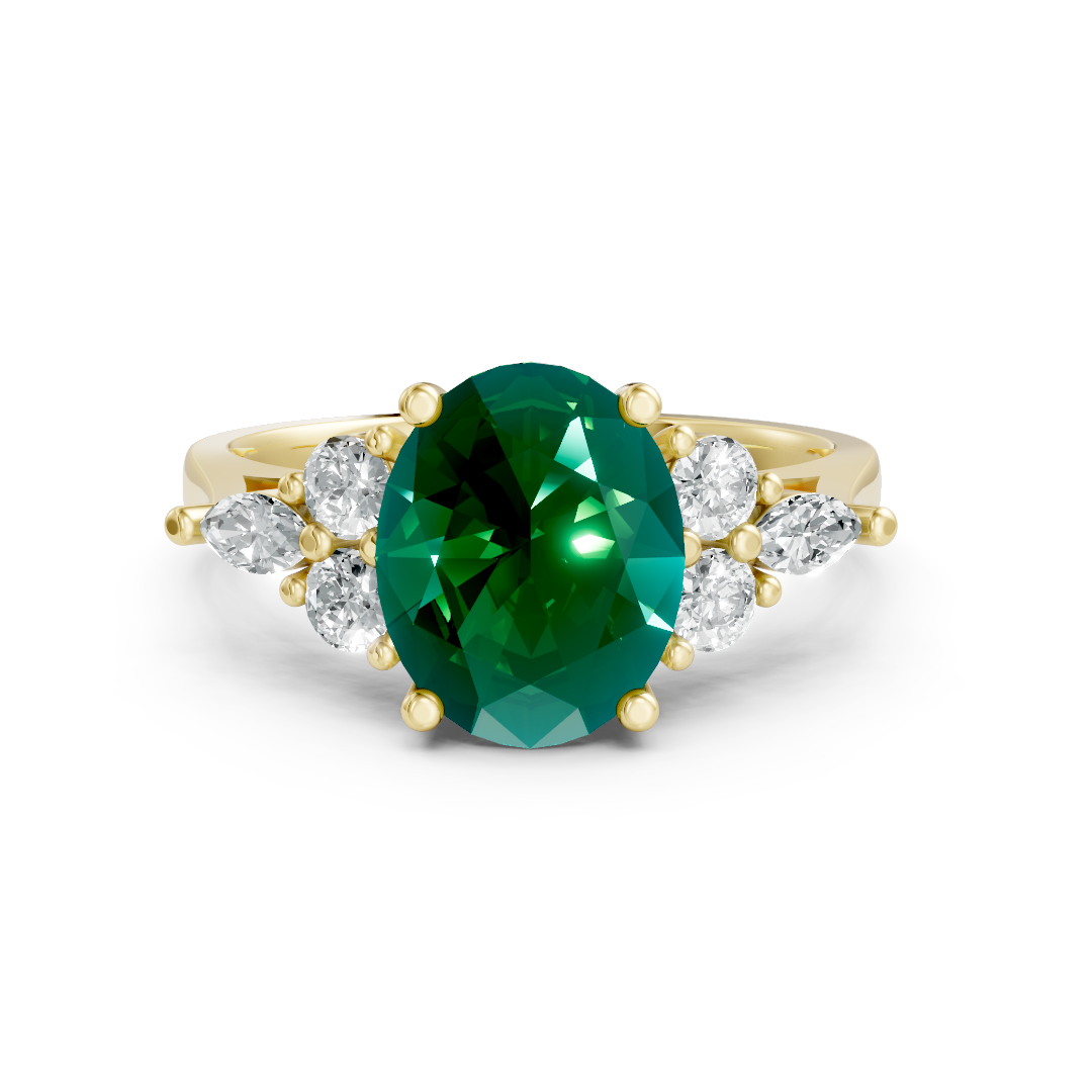 Lab Grown Gemstone & Diamond Trefoil Ring