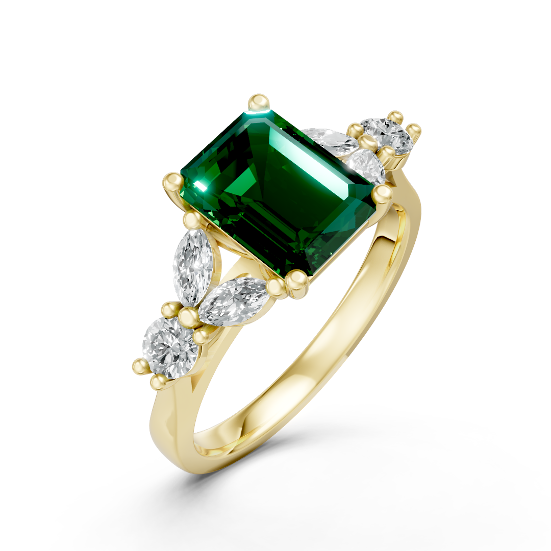 Lab Grown Gemstone & Diamond Trefoil Ring