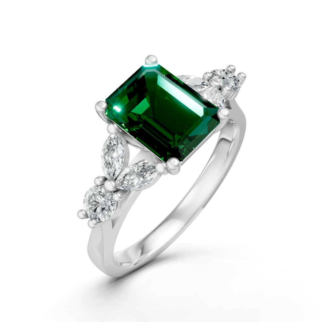 Lab Grown Gemstone & Diamond Trefoil Ring