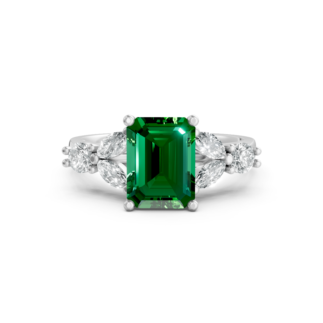 Lab Grown Gemstone & Diamond Trefoil Ring