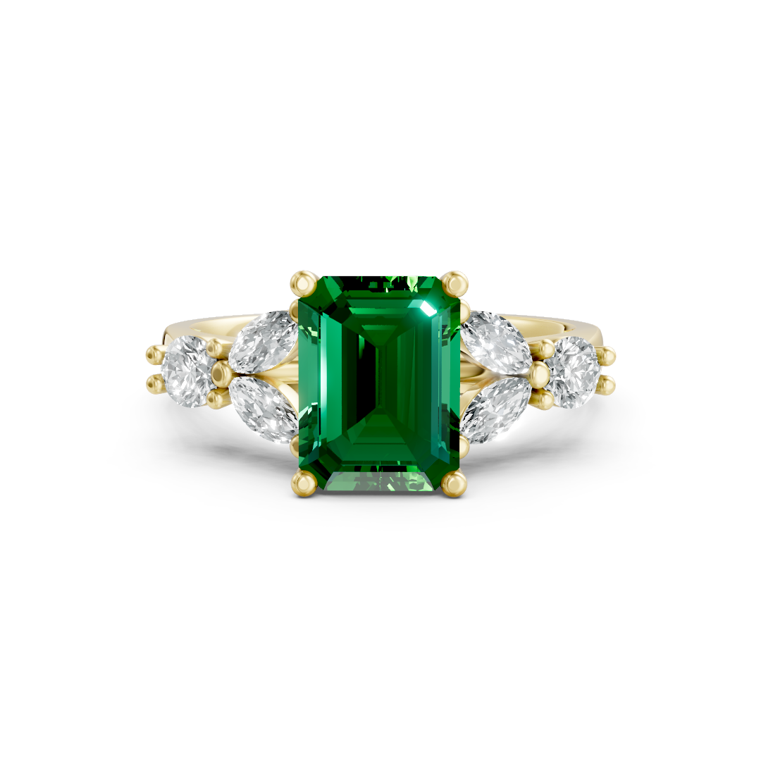 Lab Grown Gemstone & Diamond Trefoil Ring