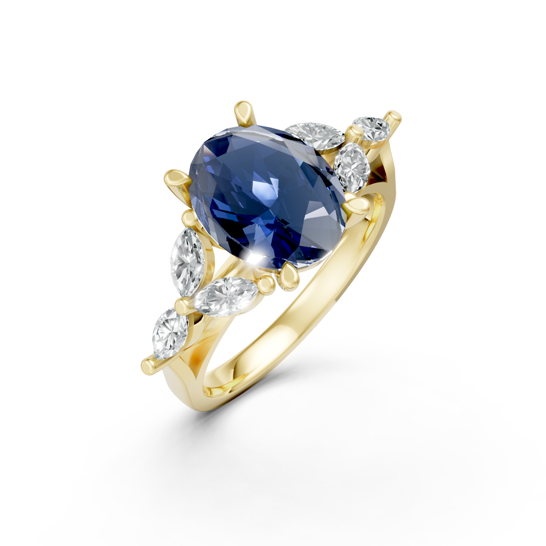 Lab Grown Gemstone & Diamond Trefoil Ring