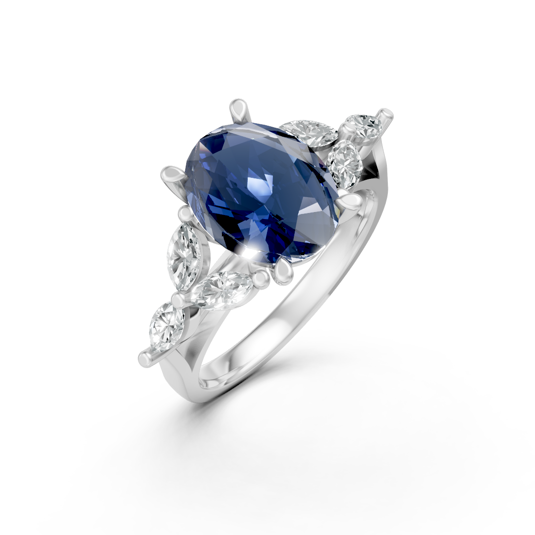 Lab Grown Gemstone & Diamond Trefoil Ring