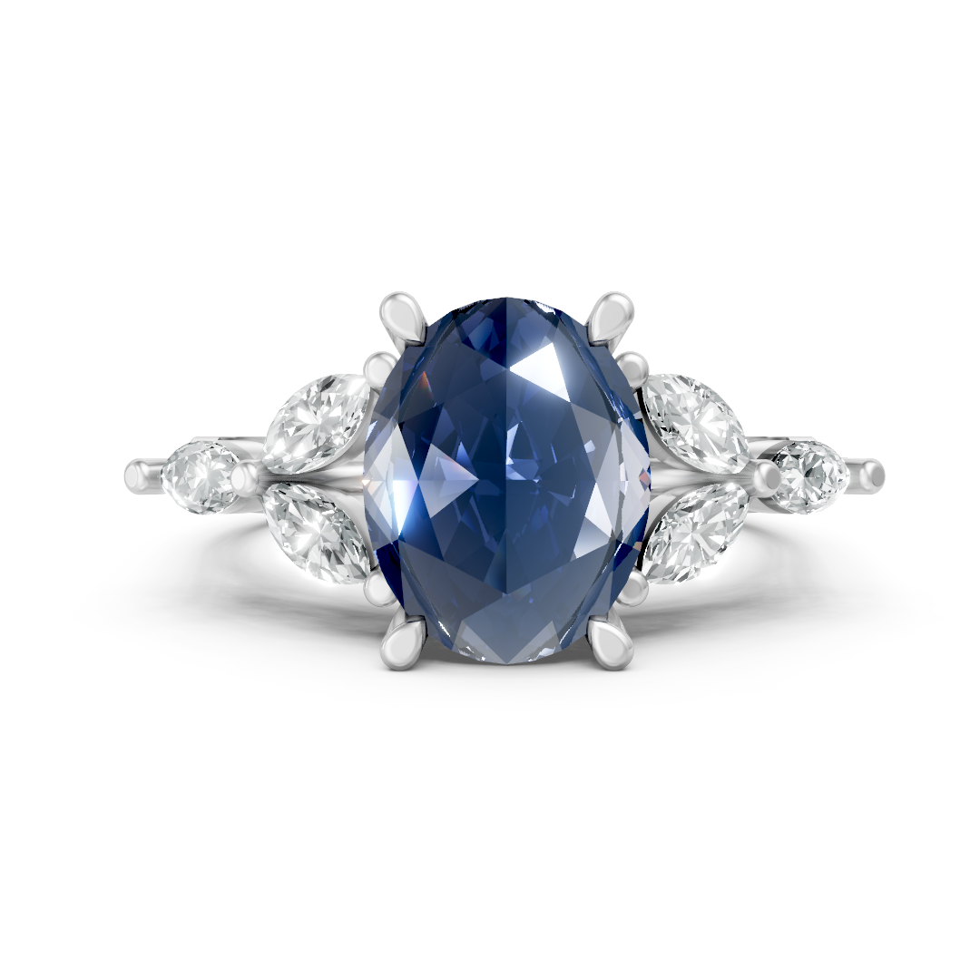 Lab Grown Gemstone & Diamond Trefoil Ring