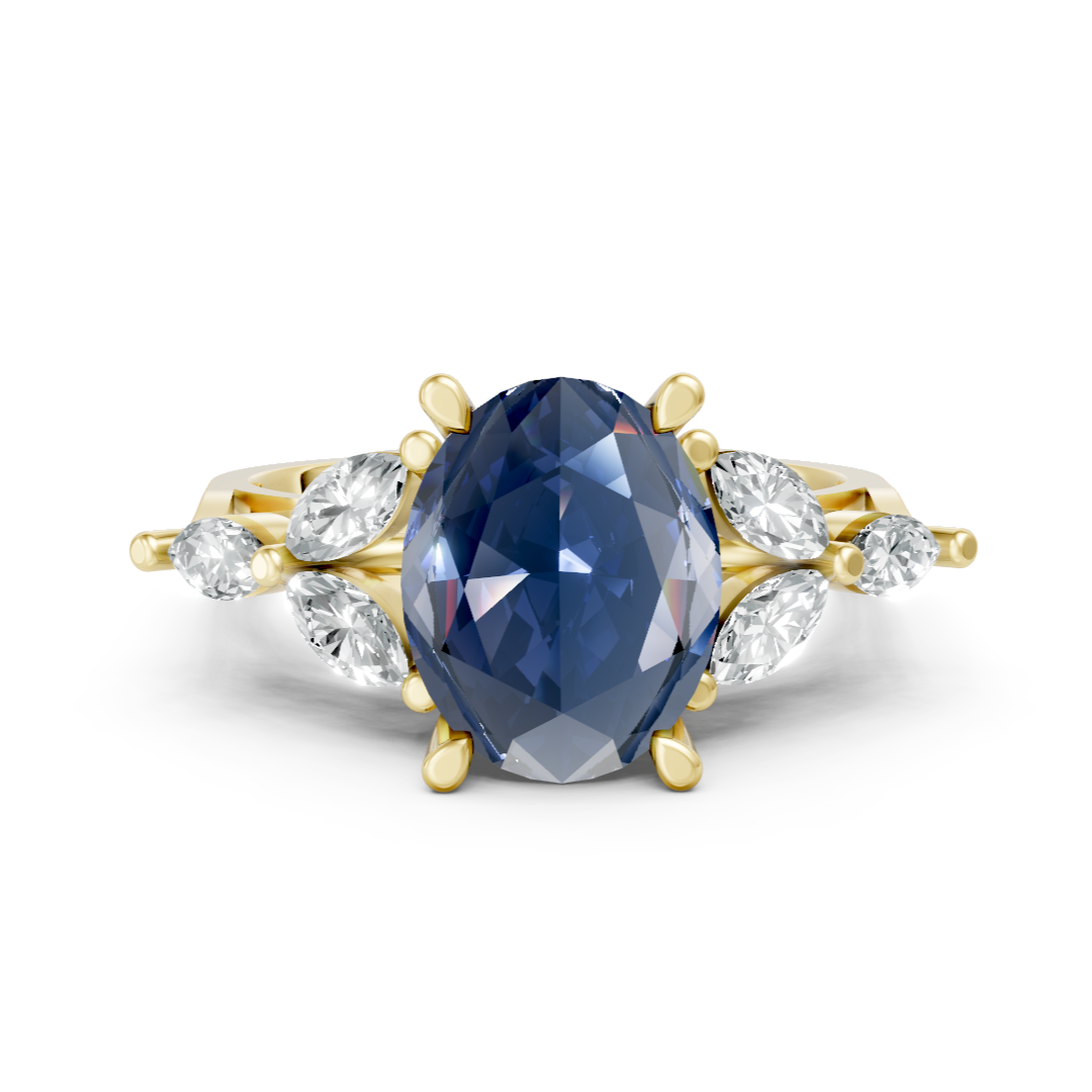 Lab Grown Gemstone & Diamond Trefoil Ring