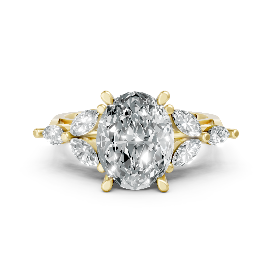 Lab Grown Gemstone & Diamond Trefoil Ring