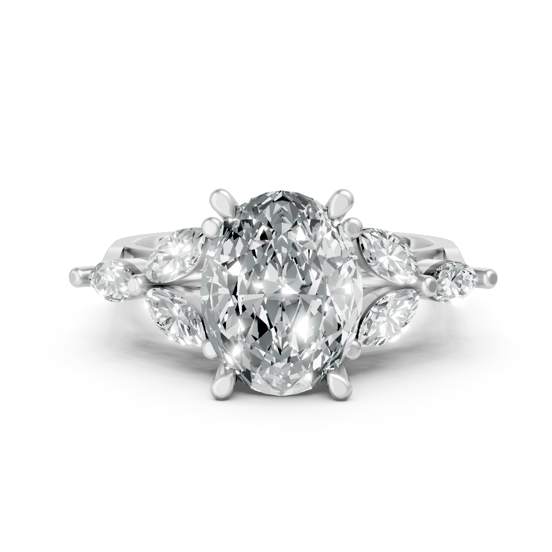 Lab Grown Gemstone & Diamond Trefoil Ring