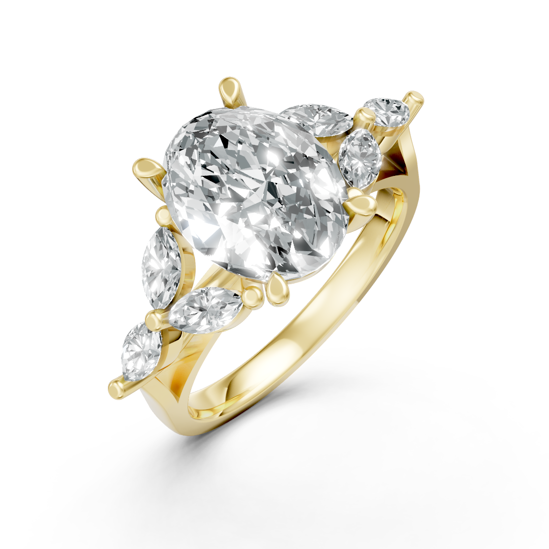 Lab Grown Gemstone & Diamond Trefoil Ring