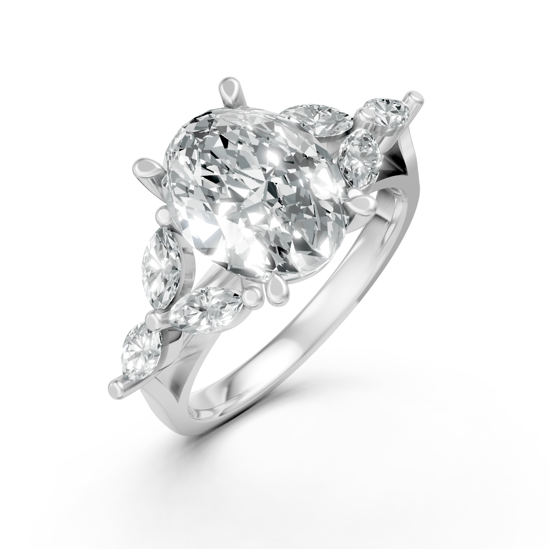 Lab Grown Gemstone & Diamond Trefoil Ring