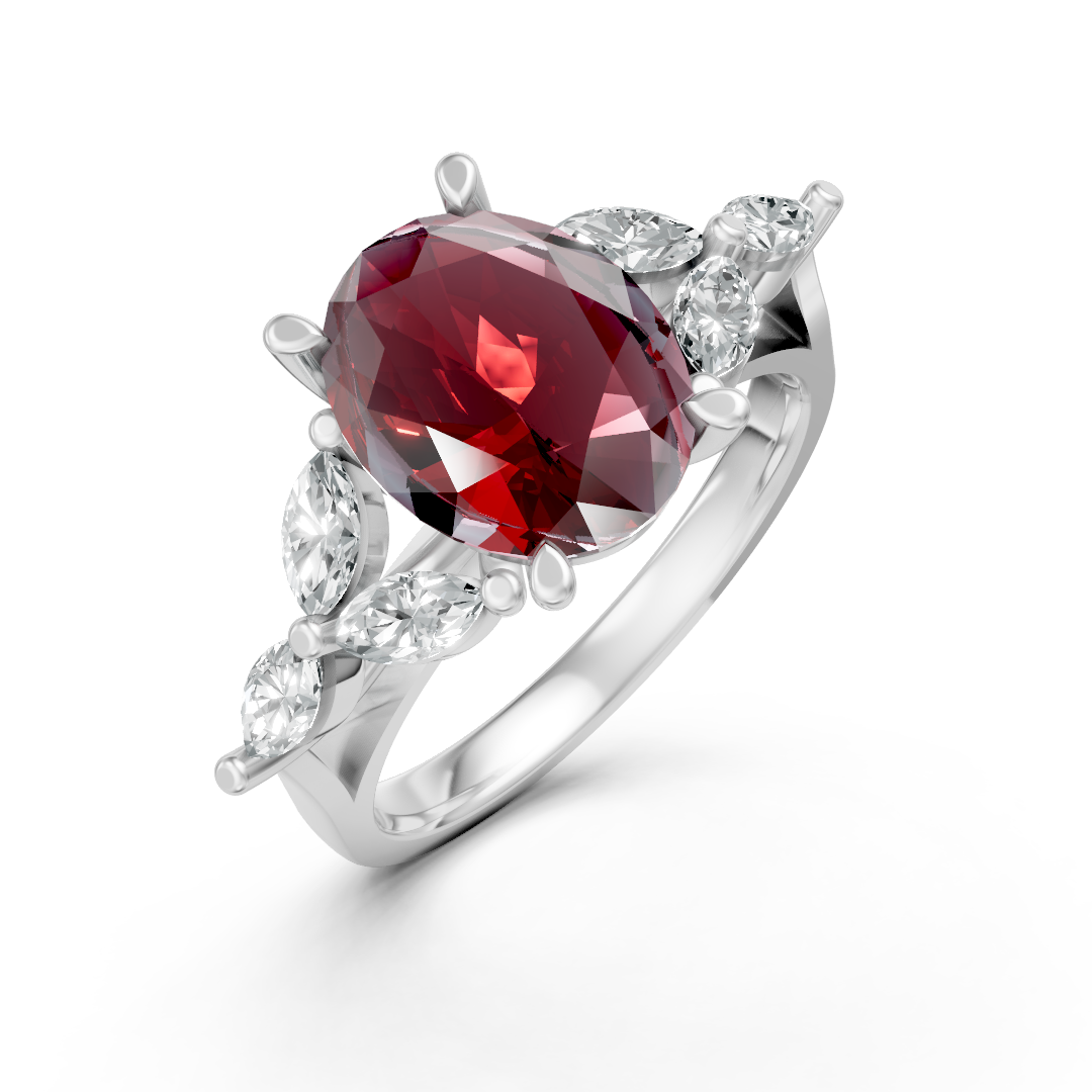 Lab Grown Gemstone & Diamond Trefoil Ring