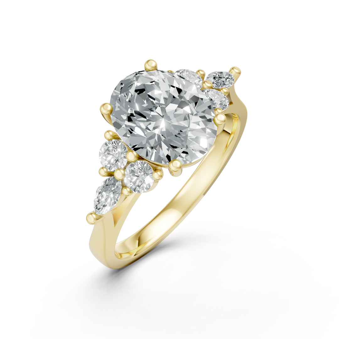 Lab Grown Gemstone & Diamond Trefoil Ring
