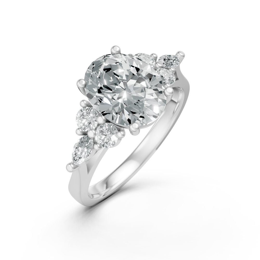 Lab Grown Gemstone & Diamond Trefoil Ring