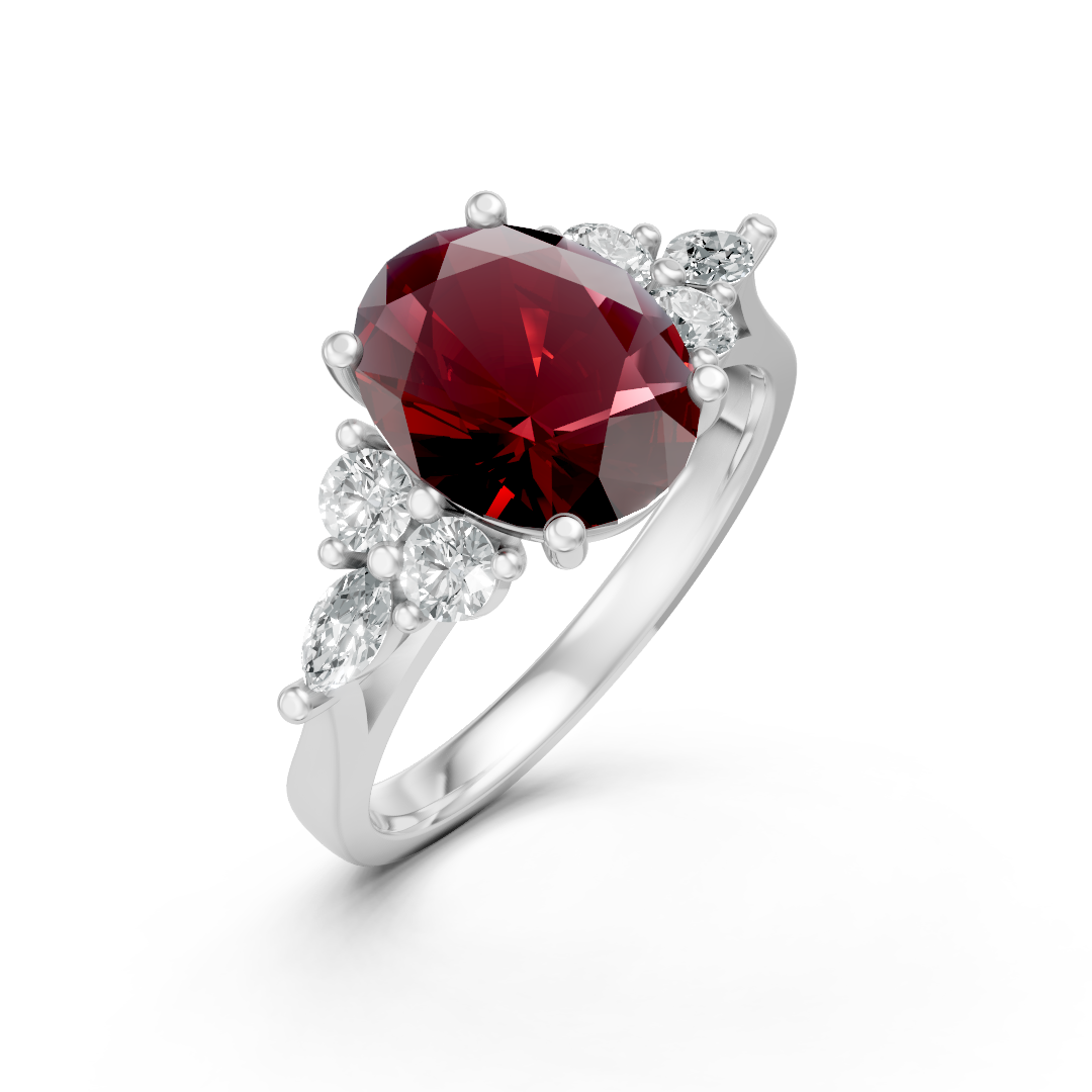 Lab Grown Gemstone & Diamond Trefoil Ring