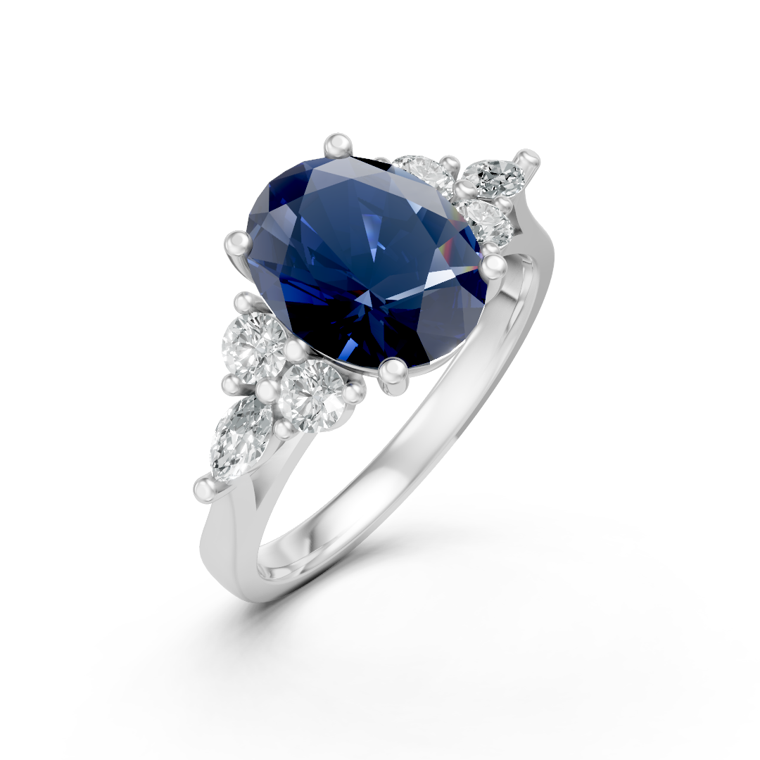 Lab Grown Gemstone & Diamond Trefoil Ring
