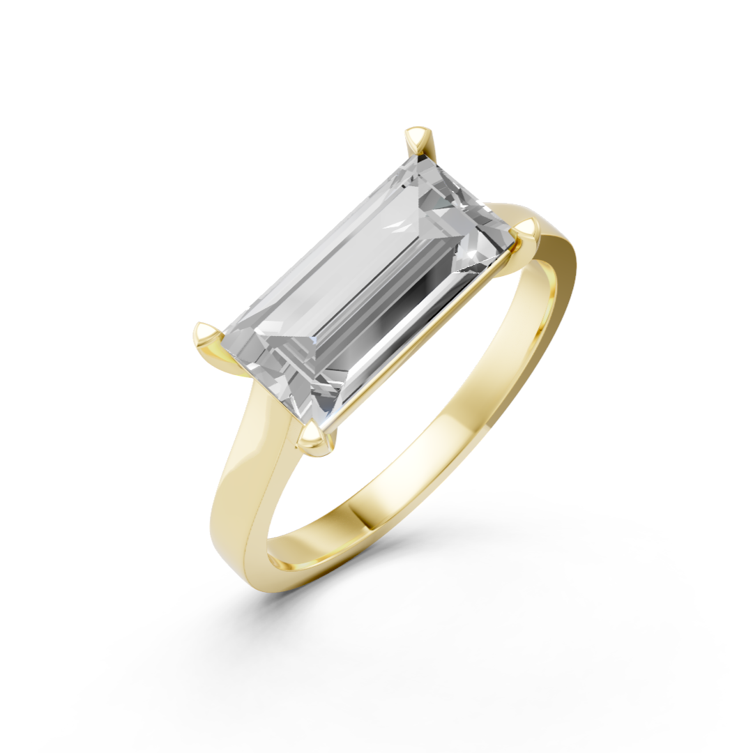 Lab Grown Diamond Baguette Cut East West Single Stone Ring