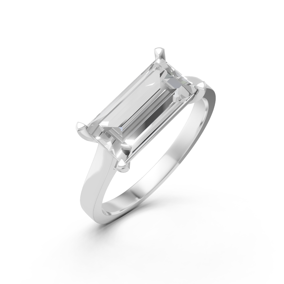 Lab Grown Diamond Baguette Cut East West Single Stone Ring