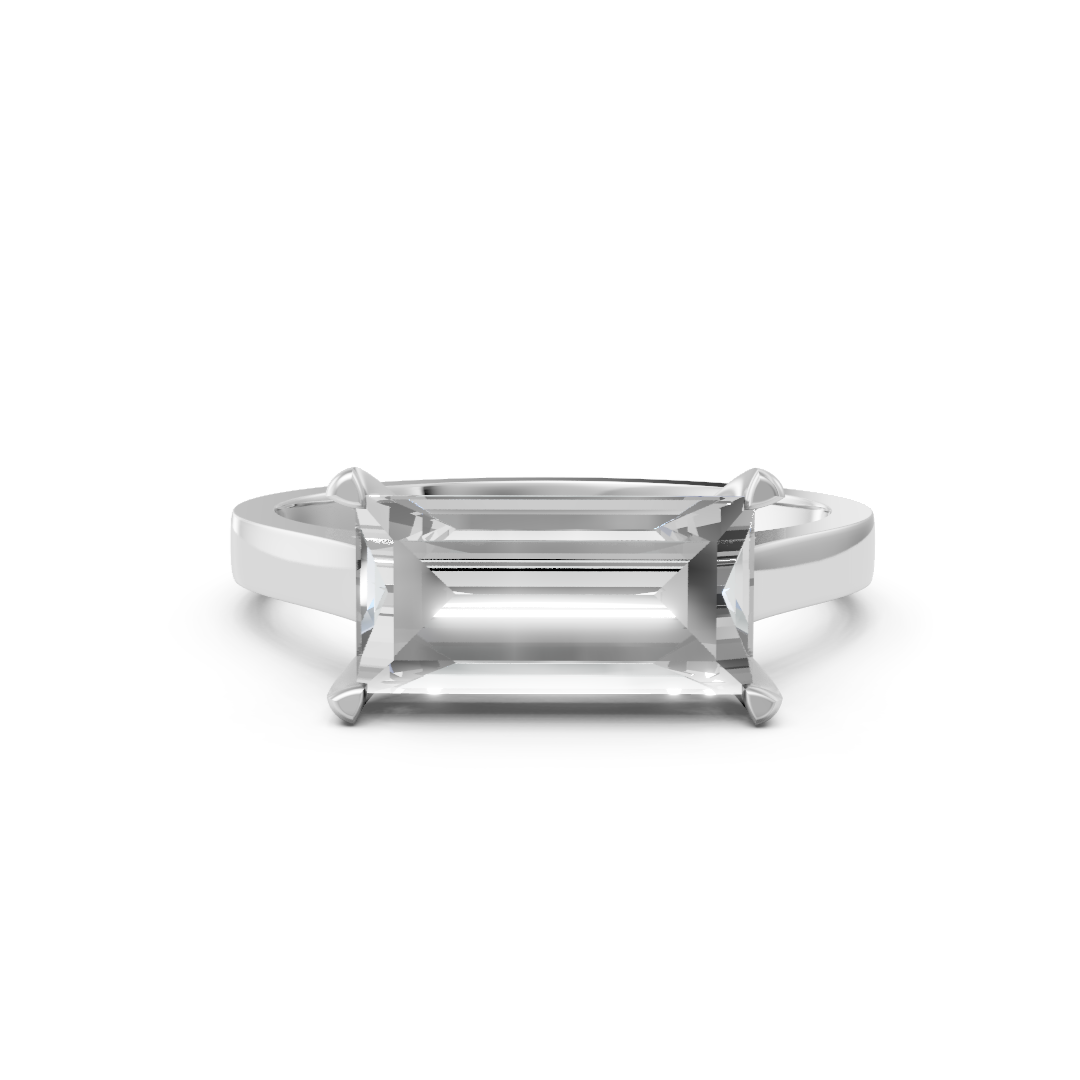 Lab Grown Diamond Baguette Cut East West Single Stone Ring