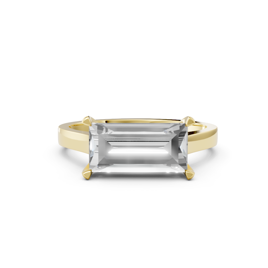 Lab Grown Diamond Baguette Cut East West Single Stone Ring
