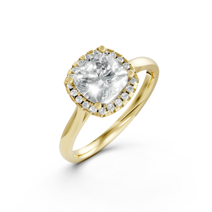 Lab Grown Diamond Cushion Halo Ring