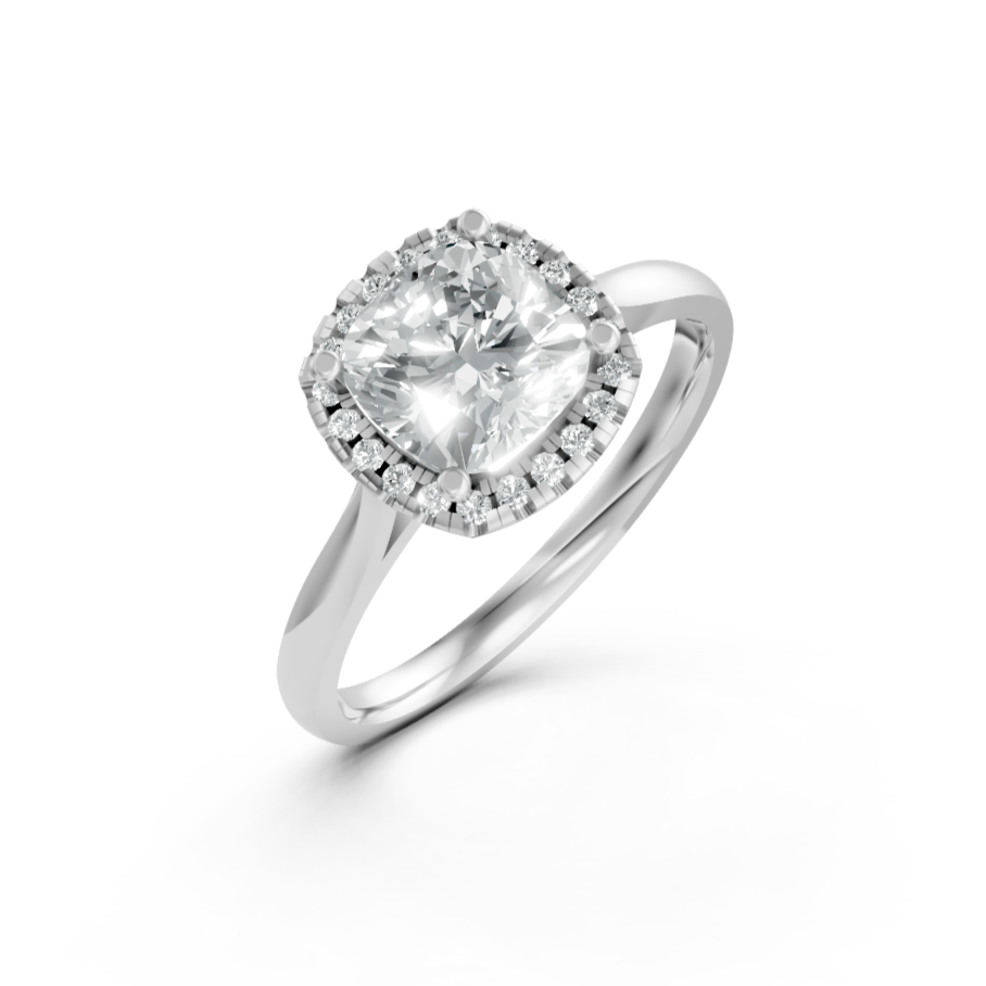 Lab Grown Diamond Cushion Halo Ring