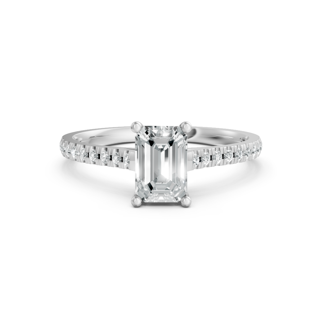 Lab Grown Diamond Emerald Shoulder Set Ring
