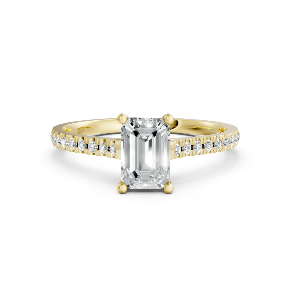 Lab Grown Diamond Emerald Shoulder Set Ring