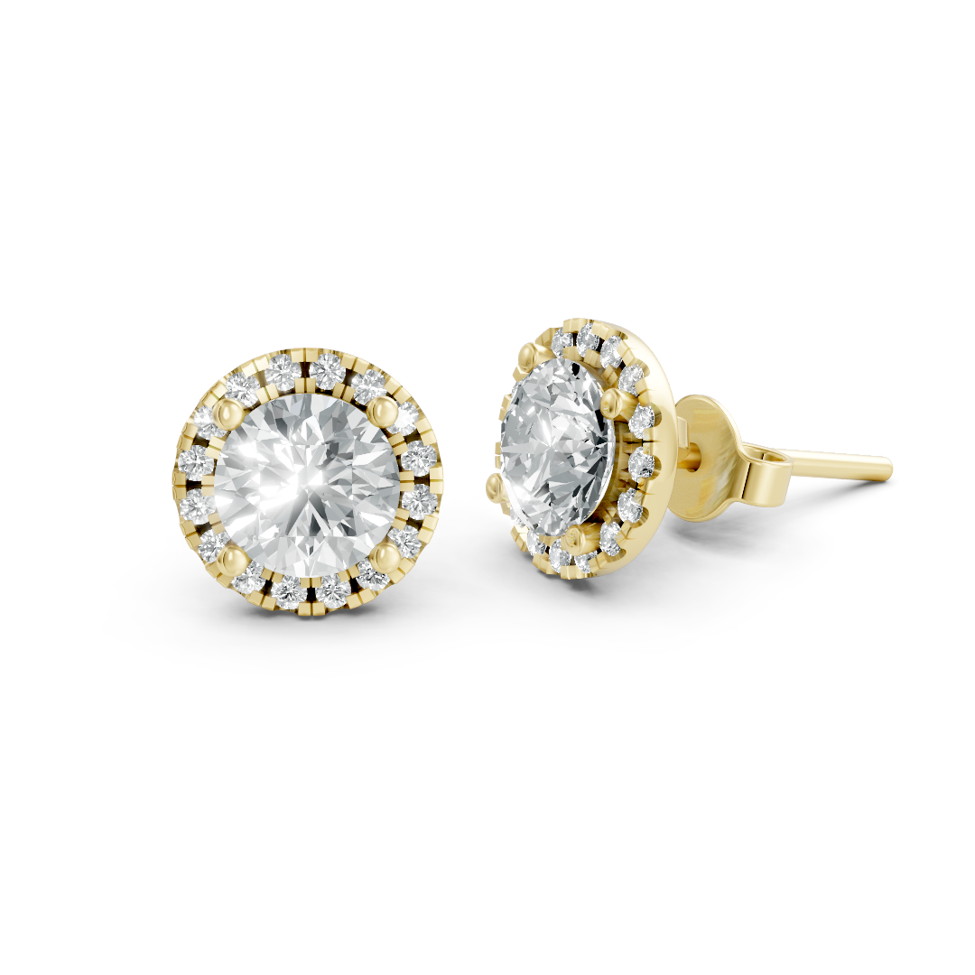 Lab Grown Diamond Round Halo Stud Earrings
