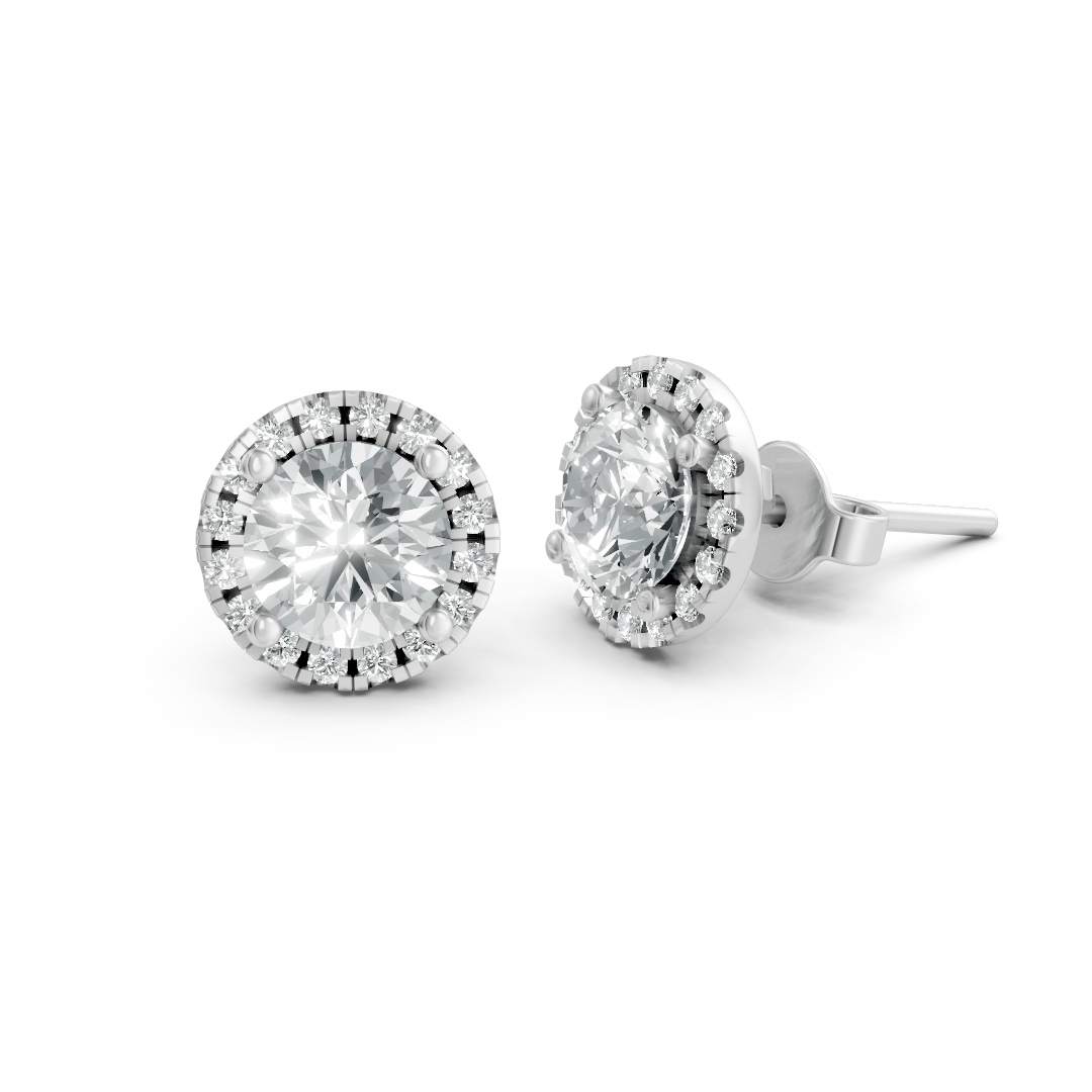 Lab Grown Diamond Round Halo Stud Earrings