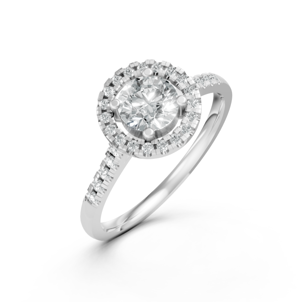 Lab Grown Diamond Round Halo Shoulder Set Ring