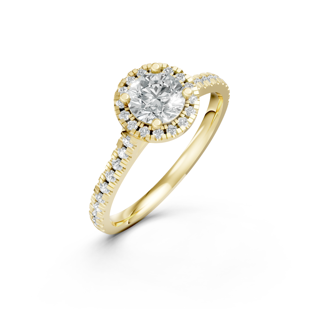 Lab Grown Diamond Round Halo Shoulder Set Ring