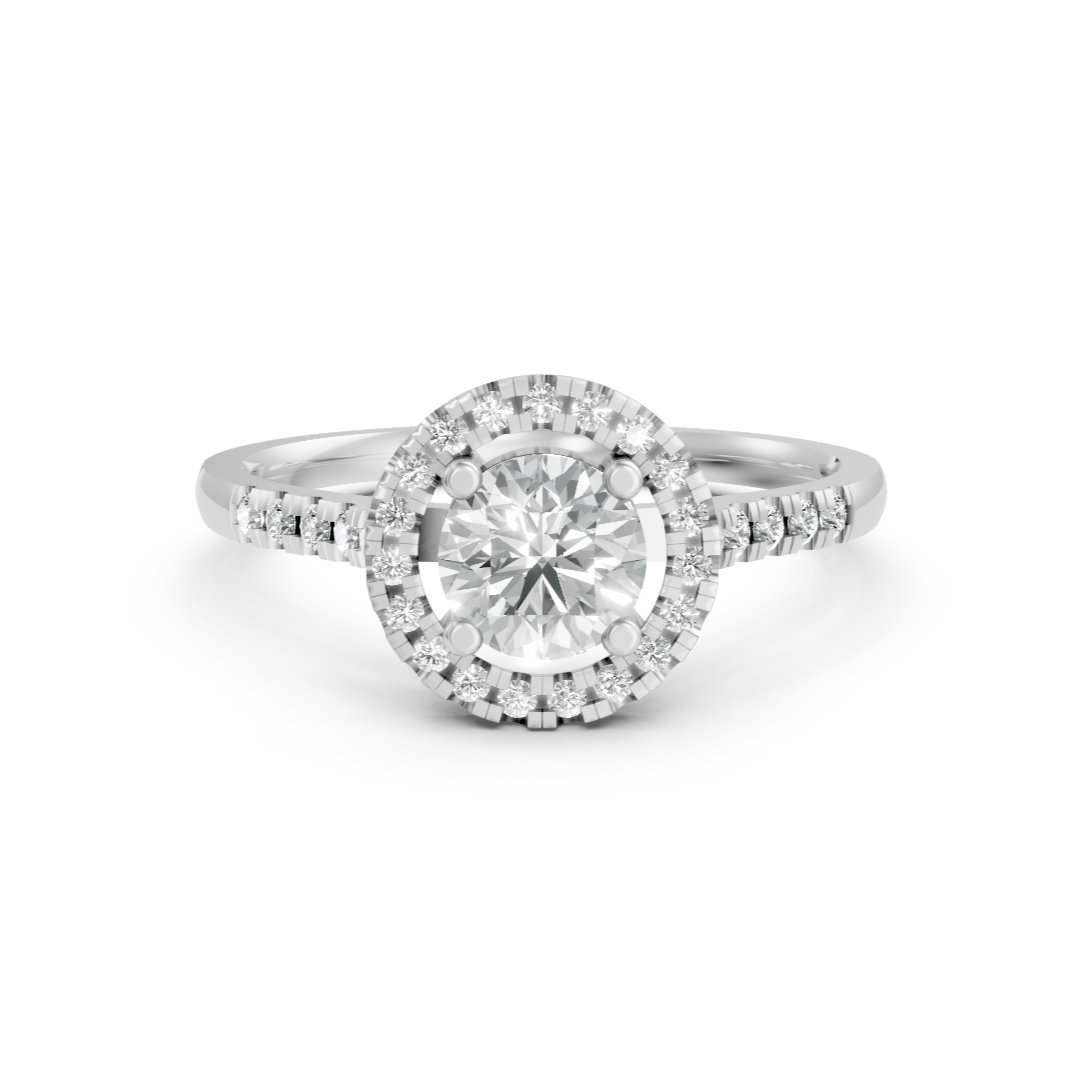 Lab Grown Diamond Round Halo Shoulder Set Ring