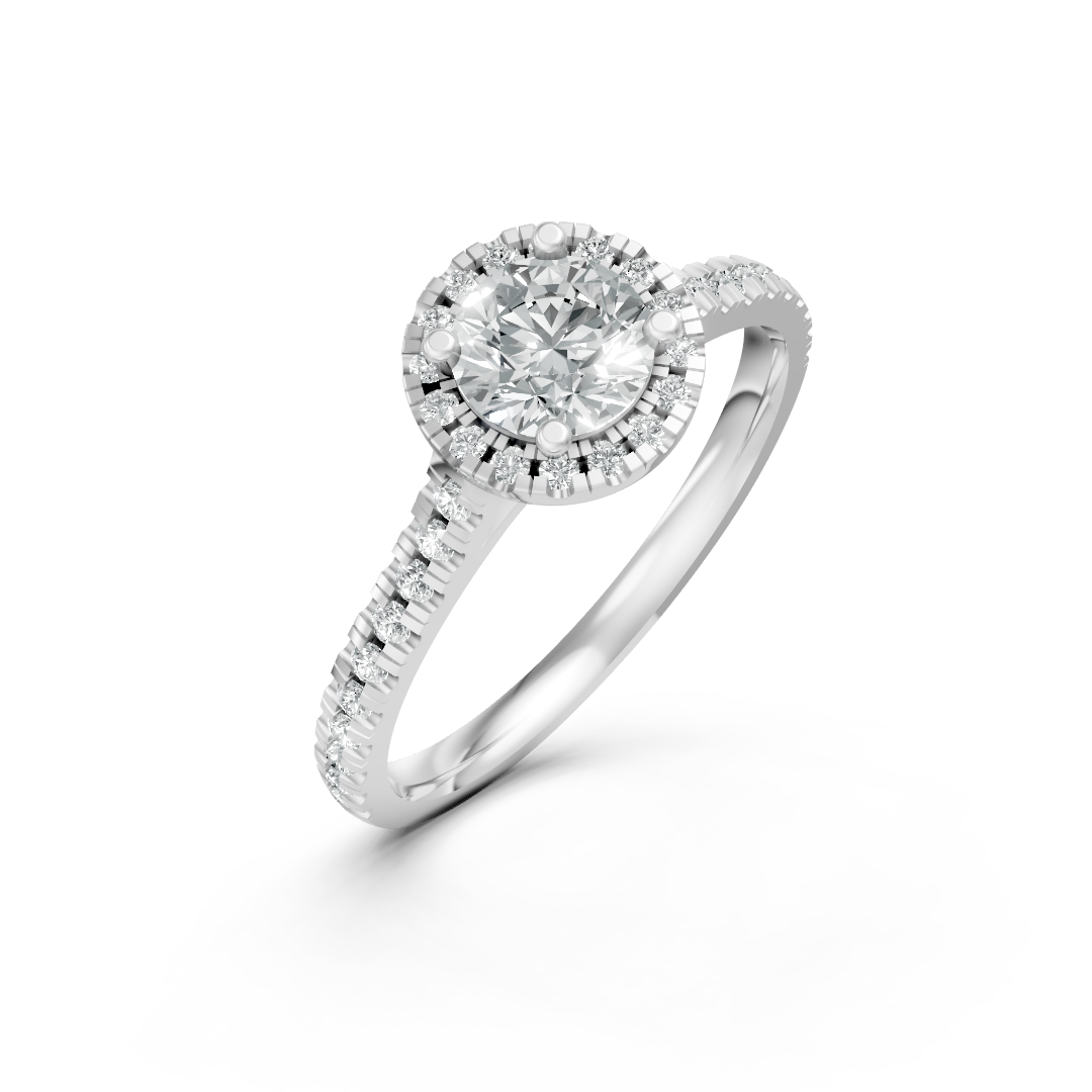 Lab Grown Diamond Round Halo Shoulder Set Ring