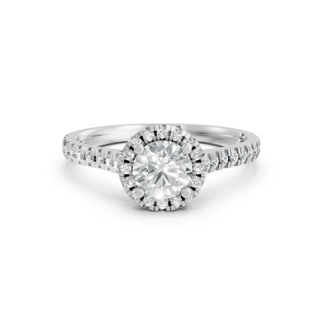 Lab Grown Diamond Round Halo Shoulder Set Ring