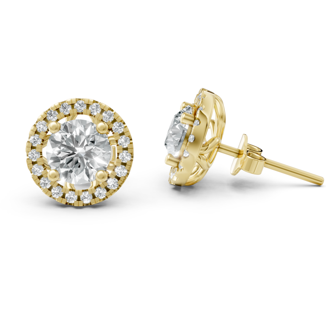Lab Grown Diamond Round Halo Stud Earrings