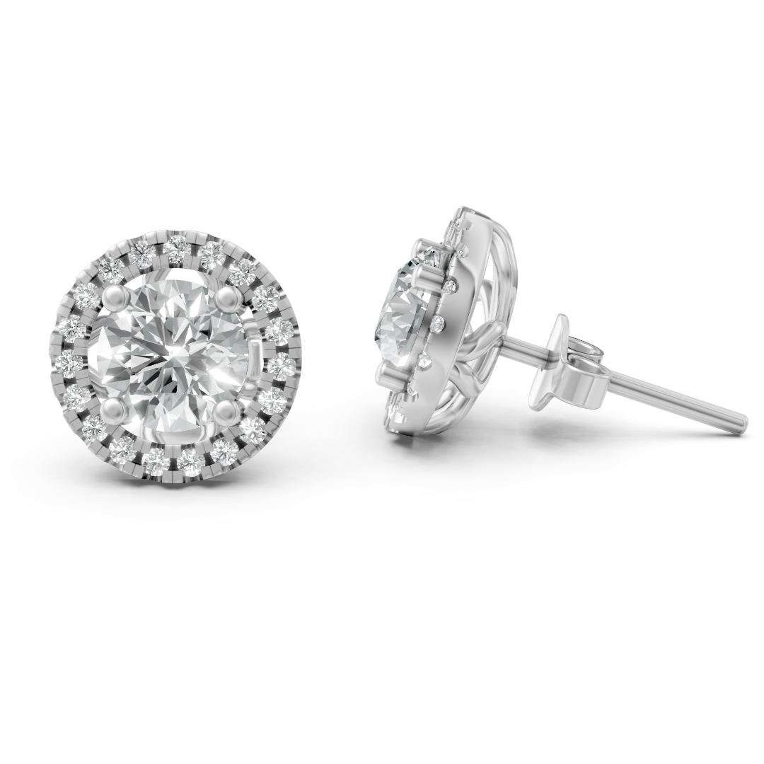 Lab Grown Diamond Round Halo Stud Earrings