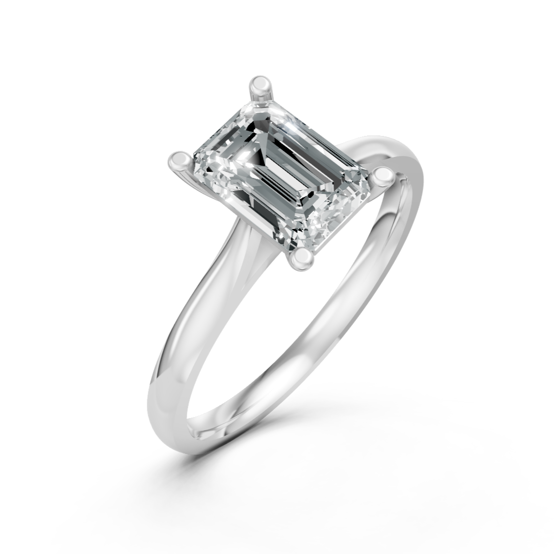 Lab Grown Diamond Emerald Single Stone Ring